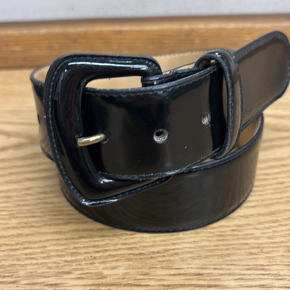 Saks Fifth Ave Black Patent Leather Belt